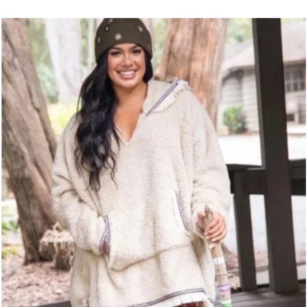 Natural Life Oversize Blanket Hoodie Teddy Sherpa Pullover one size